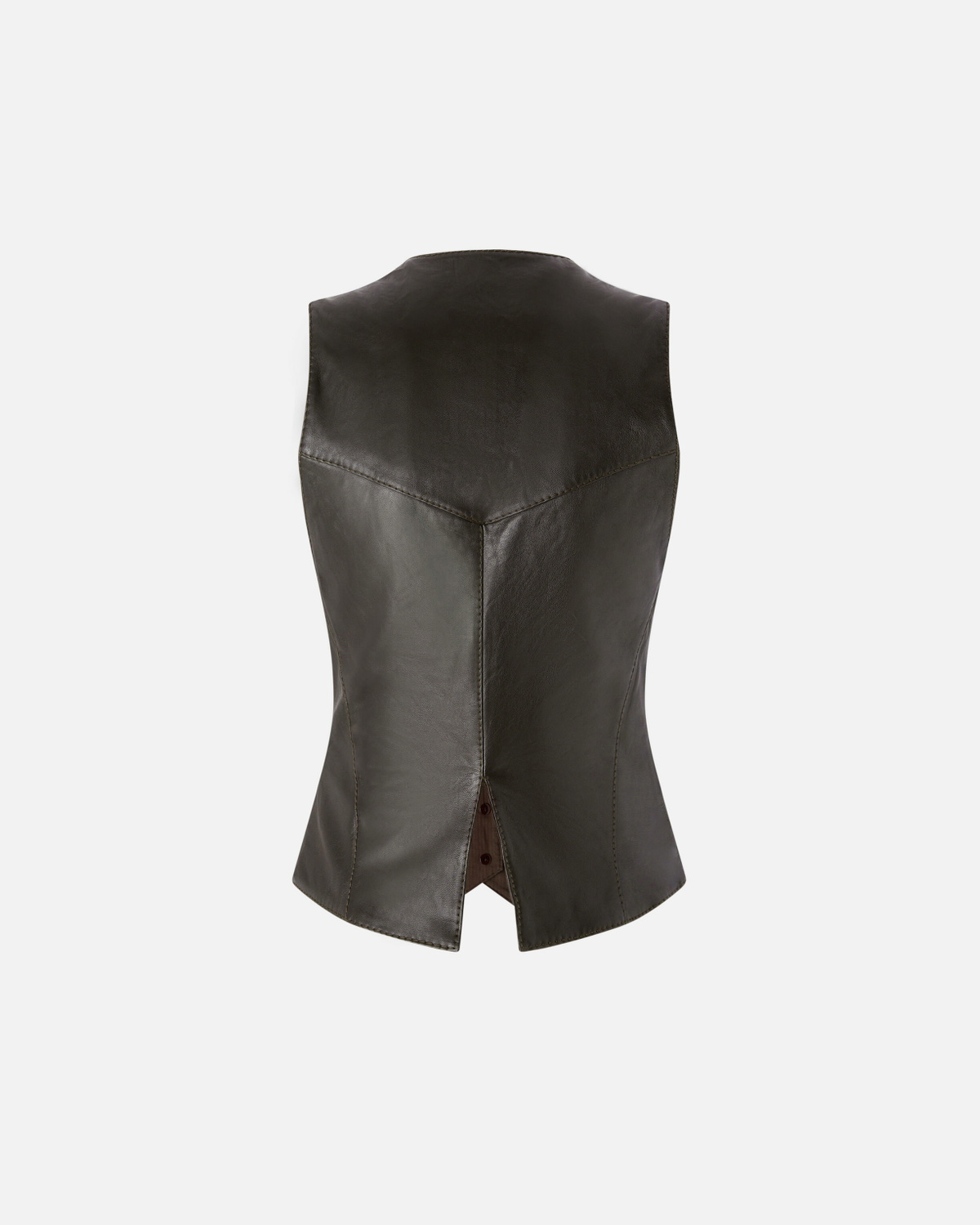Pinko Reimagine By Pinko X Patrick Mc Dowell Leather Waistcoat Deep Brown