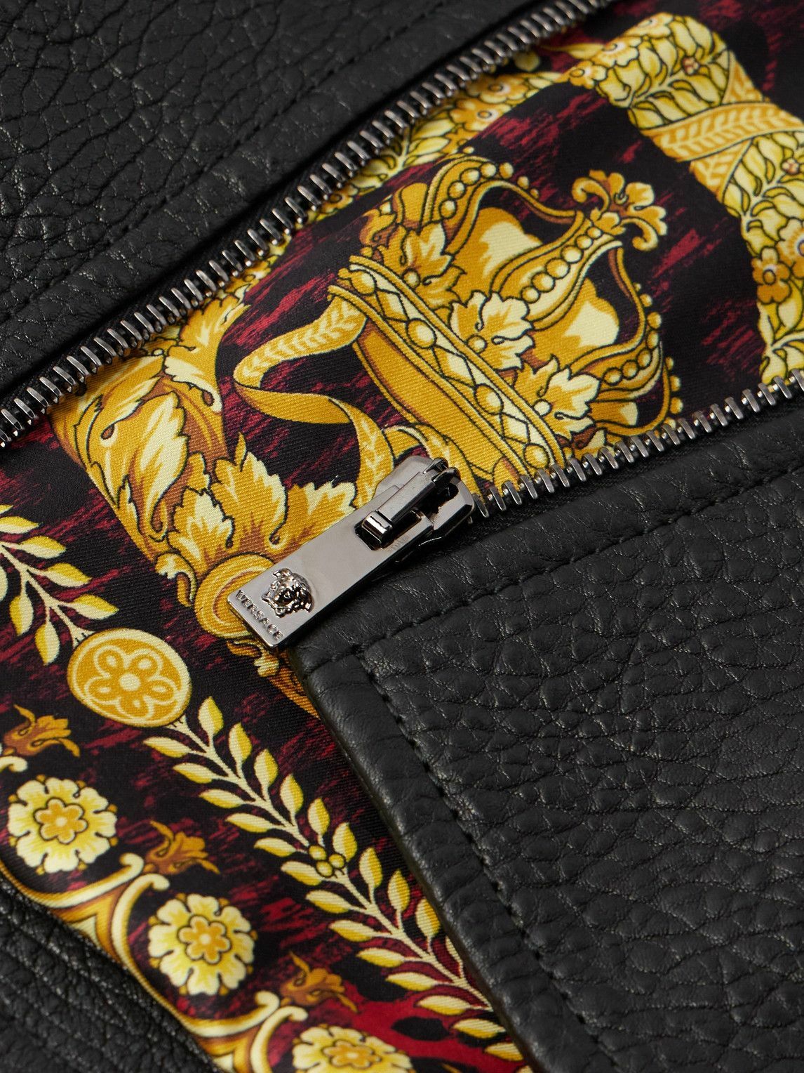 Versace - Slim-Fit Full-Grain Leather Blouson Jacket - Black Versace