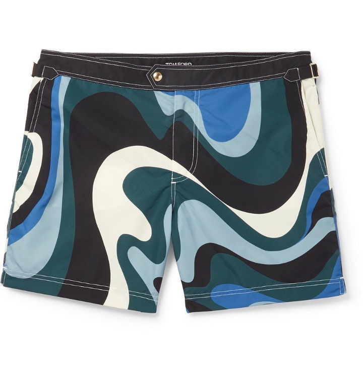 Photo: TOM FORD - Mid-Length Printed Swim Shorts - Men - Blue