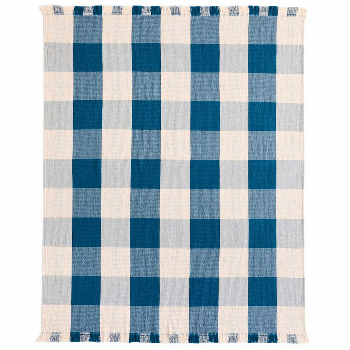 Pendleton Fringed Cotton Throw in Bock Plaid/Indigo 