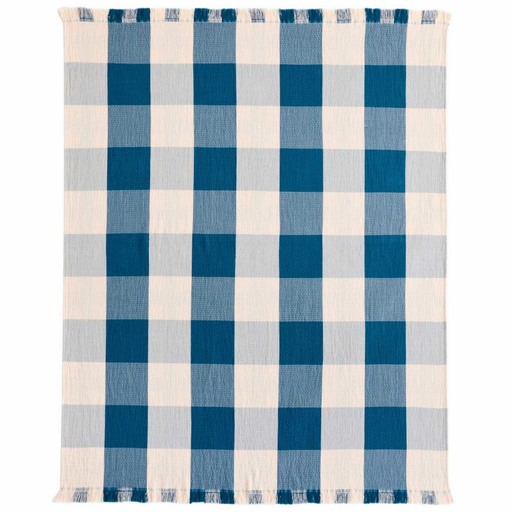Photo: Pendleton Fringed Cotton Throw in Bock Plaid/Indigo 