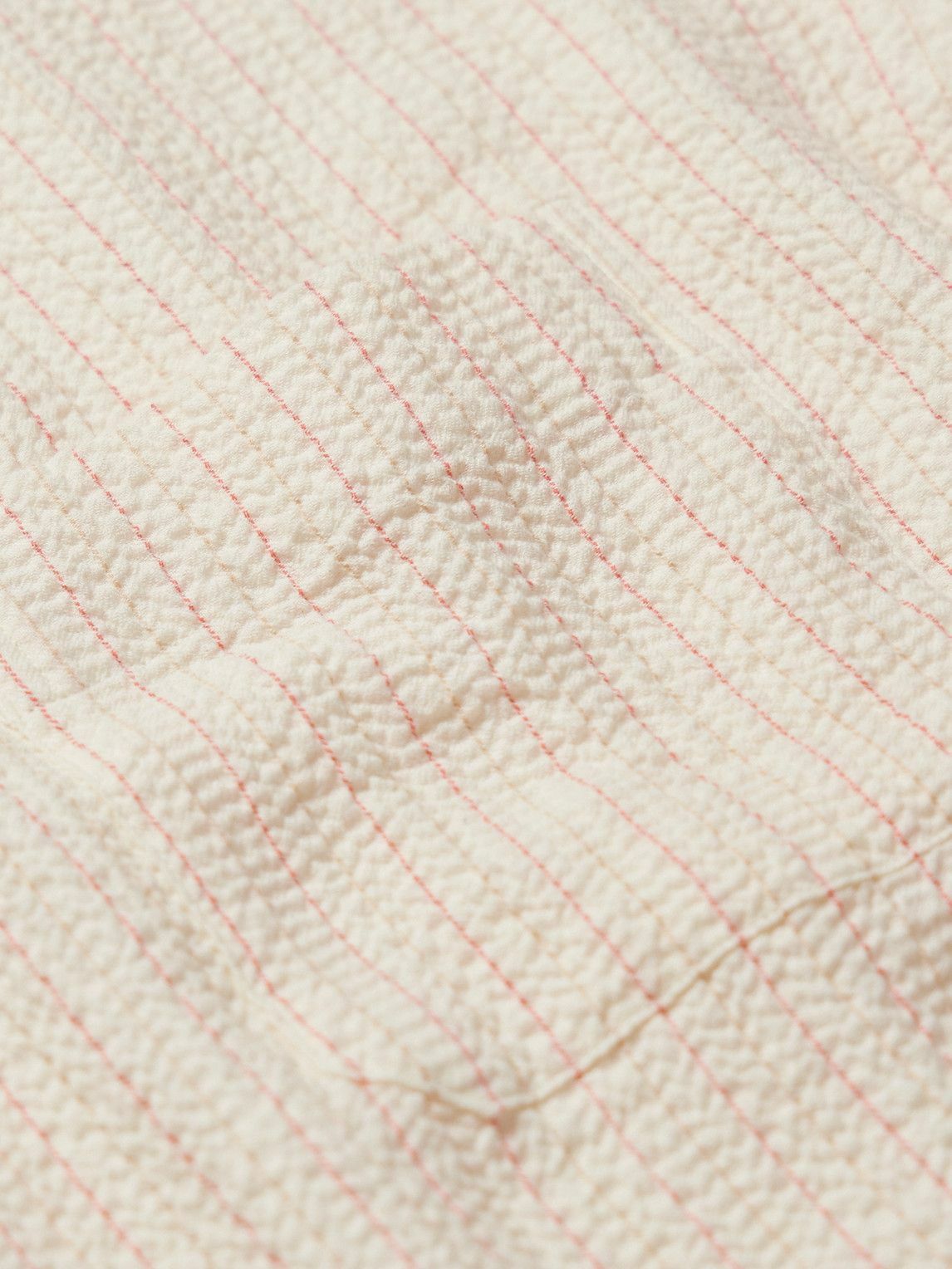 La Paz - Panama Convertible-Collar Striped Textured-Cotton Shirt - Neutrals
