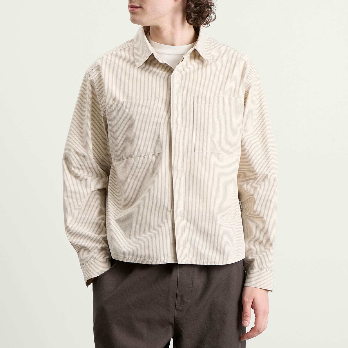 Bound Men's Lordelo Stripe Longsleeve Shirt in Ecru