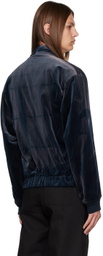 JiyongKim Navy Sun-Bleached Bomber Jacket