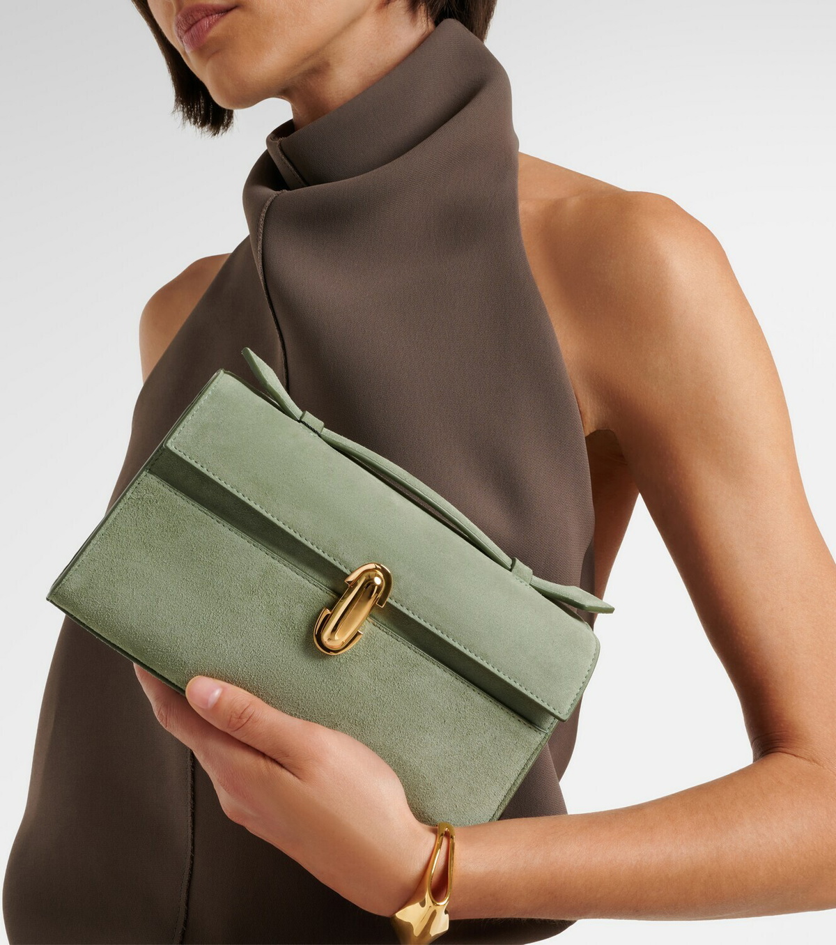Savette Symmetry Pochette Small suede top-handle bag