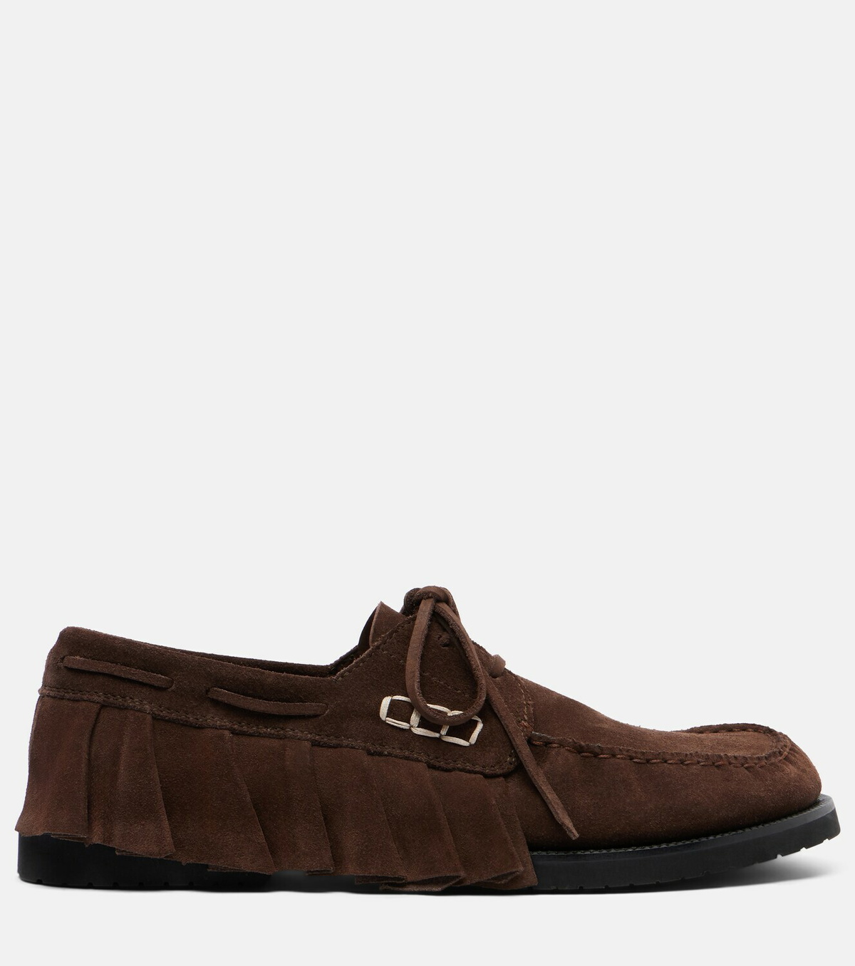 JW Anderson Ruffled suede boat shoes