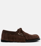 JW Anderson Ruffled suede boat shoes