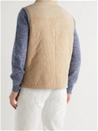 BRUNELLO CUCINELLI - Reversible Quilted Suede and Cashmere Down Gilet - Neutrals