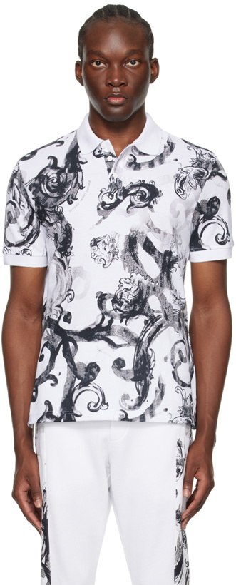 Photo: Versace Jeans Couture White Watercolour Couture Polo