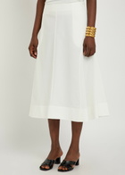 Khaite Artin Flared Cotton-poplin Midi Skirt White