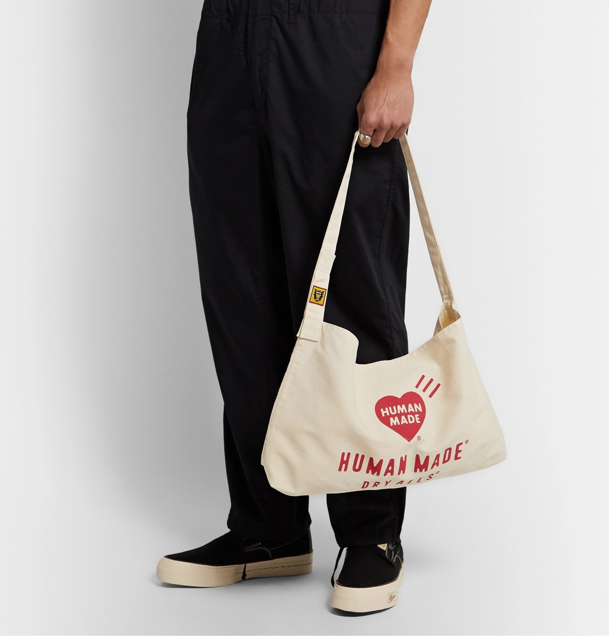 Human Made - Logo-Print Cotton-Canvas Tote Bag - White Human Made