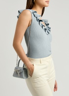 Self-portrait Micro Crystal-embellished Denim top Handle bag - Blue - One Size