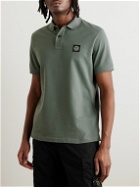 Stone Island - Logo-Appliquéd Cotton-Blend Piqué Polo Shirt - Green