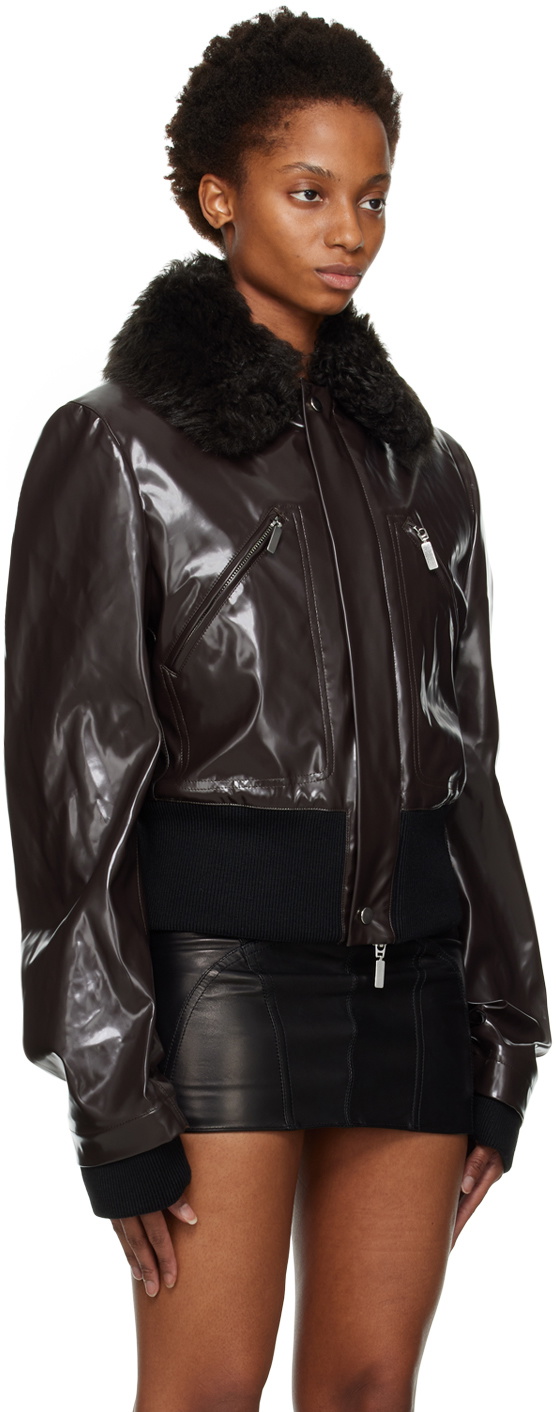 Maximilian Davis Brown Elijah Shearling Bomber Jacket