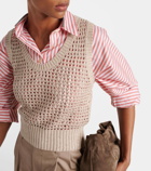Brunello Cucinelli Sequined open-knit cotton-blend vest