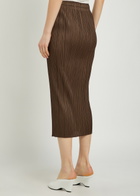 Pleats Please Issey Miyake Pleated Woven Midi Skirt Brown