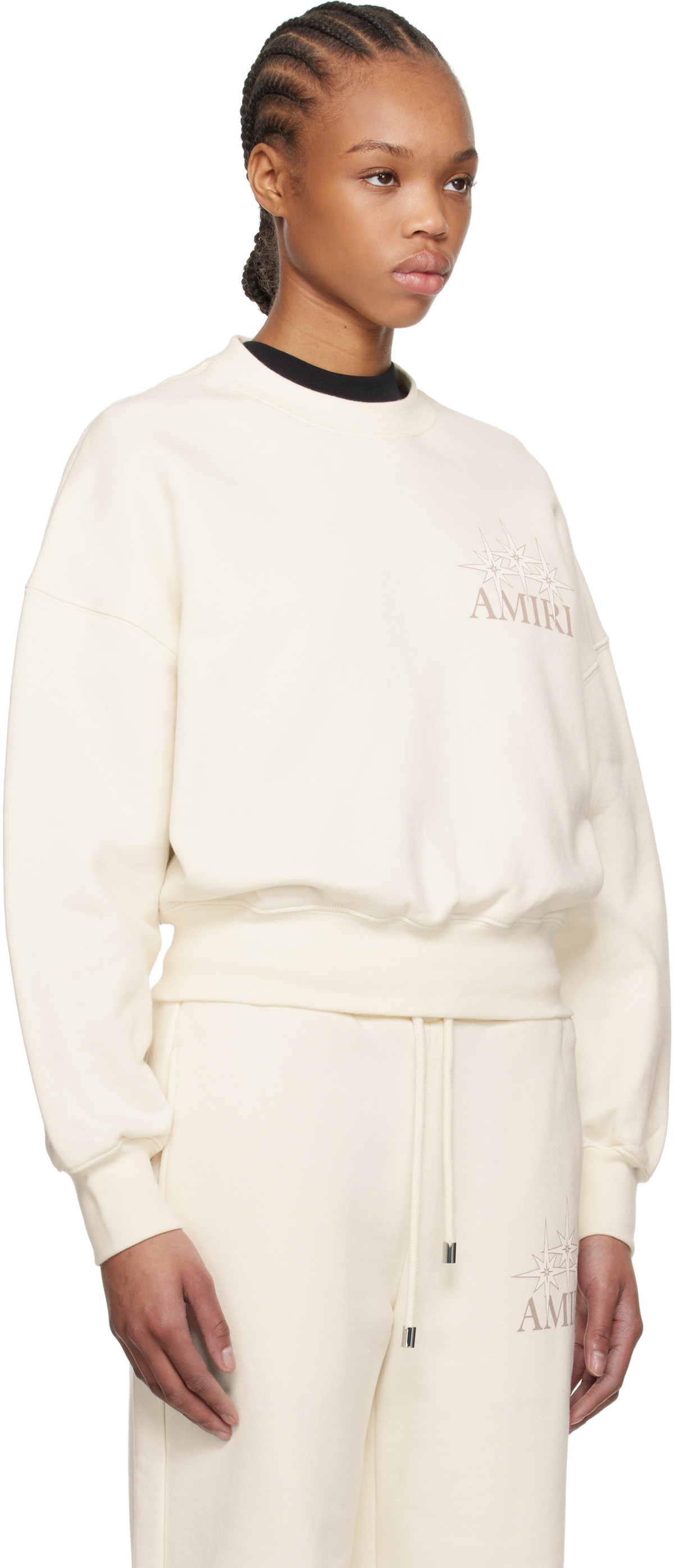 AMIRI Off-White 'Amiri' Starburst Cropped Sweatshirt