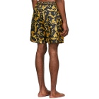 Versace Underwear Black and Yellow Brocade Swim Shorts