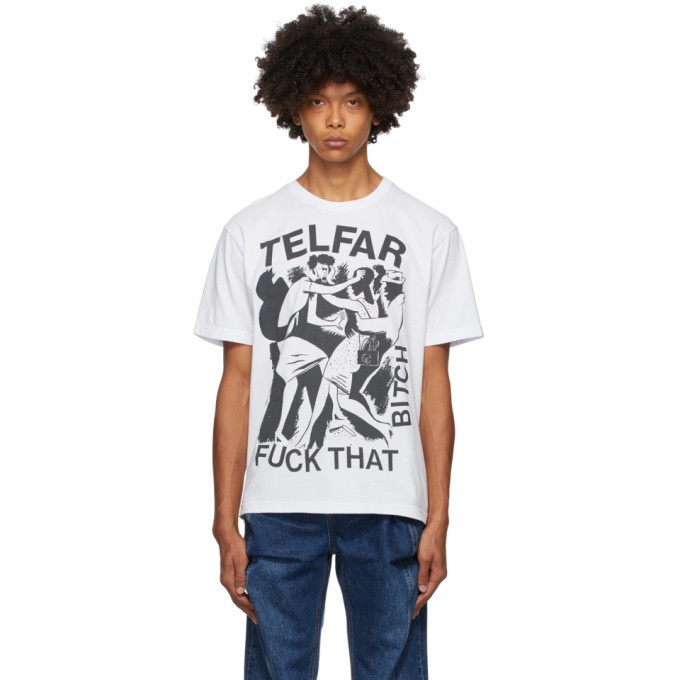 Photo: Telfar Off-White and Black Logo Graphic T-Shirt