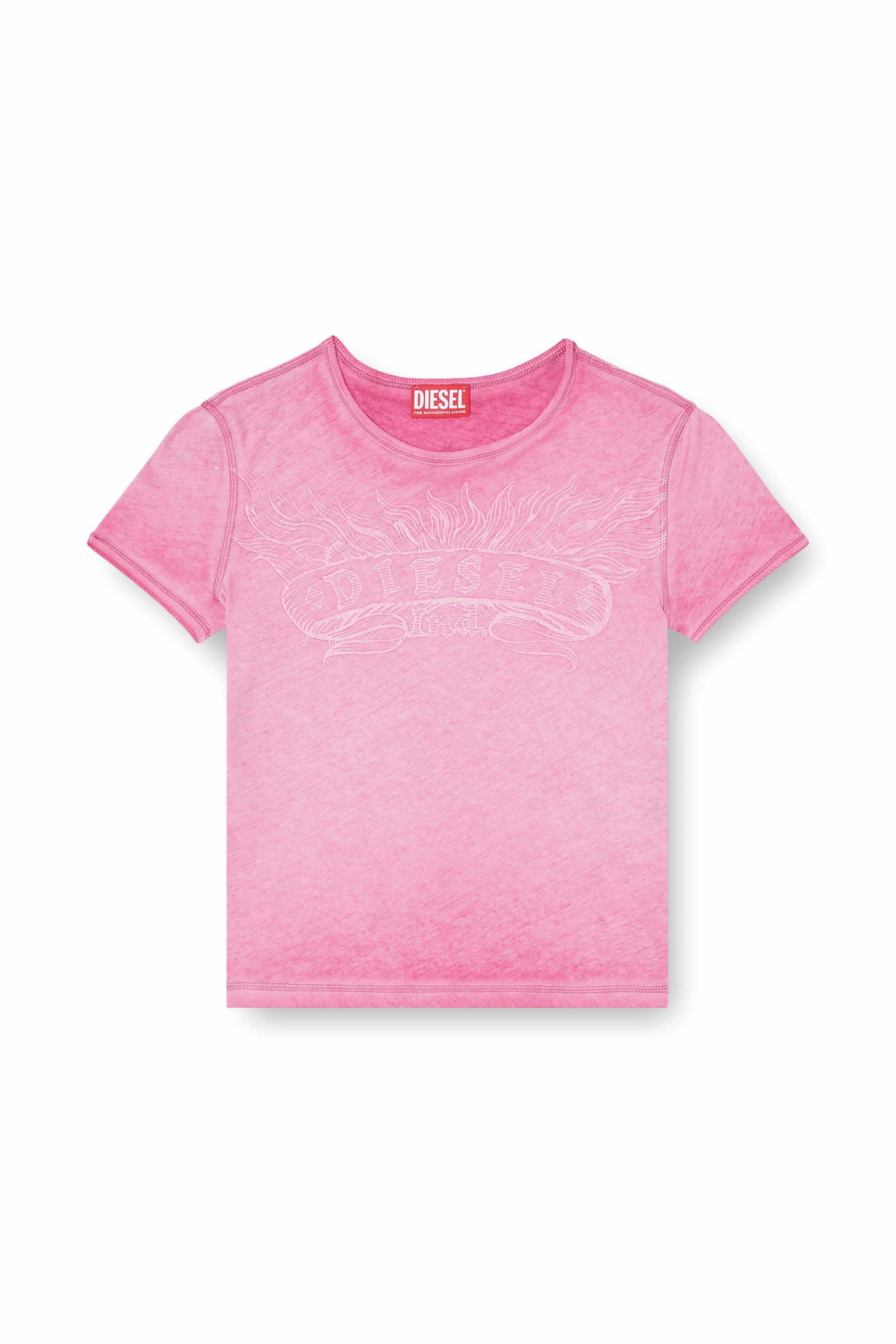Diesel Slim T-shirt with tonal logo print - T-Shirts Womens in Pink