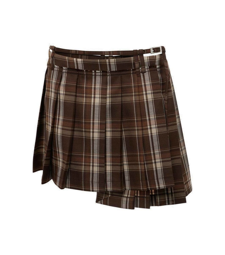 Photo: Acne Studios Pleated plaid wool-blend miniskirt