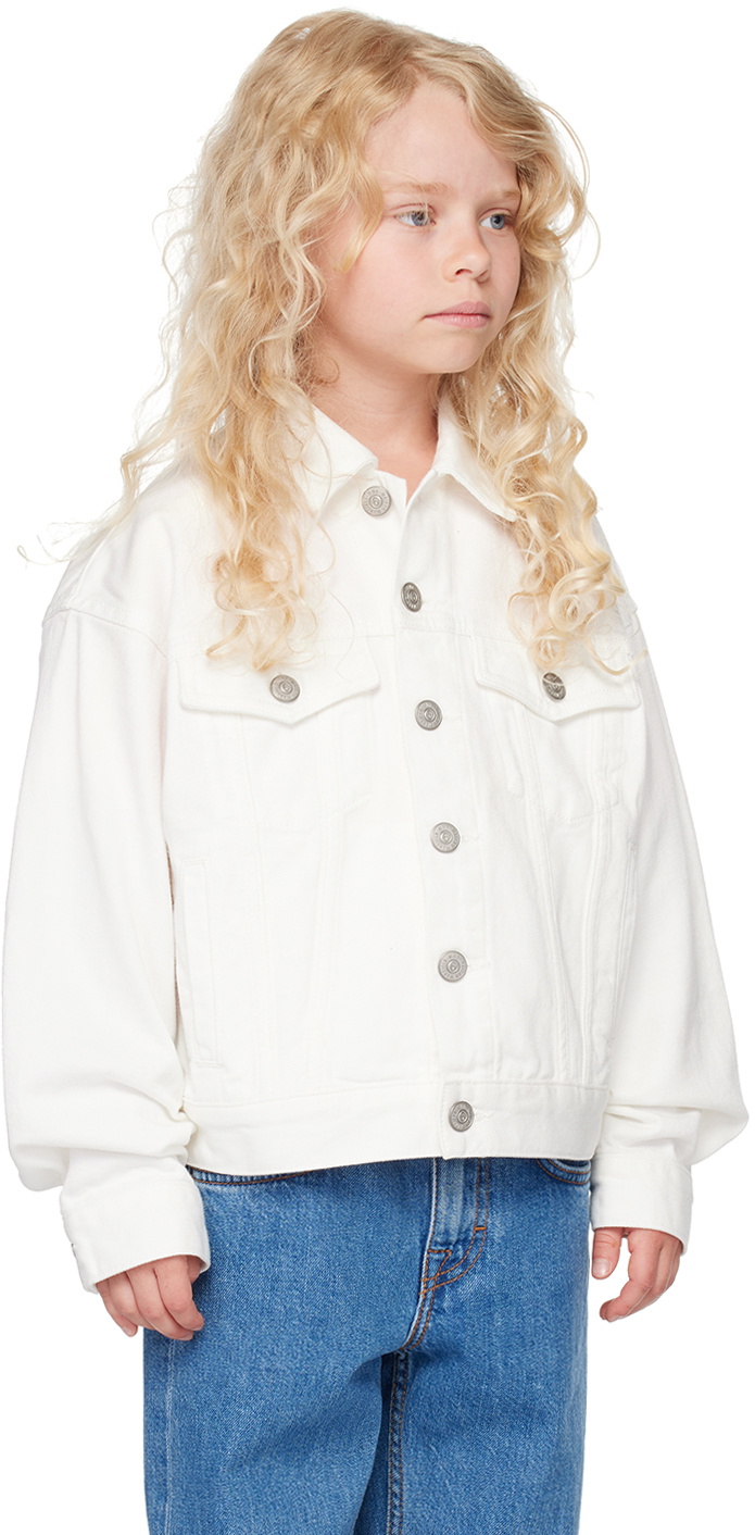 MM6 Maison Margiela Kids White Embroidered Denim Jacket MM6