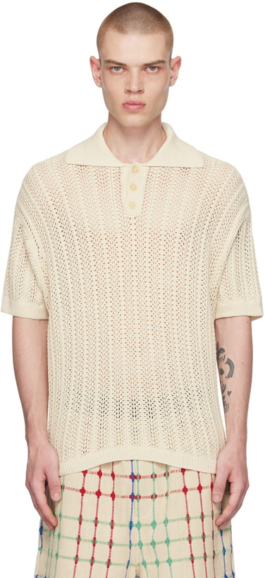 Photo: Bode Off-White Three-Button Polo