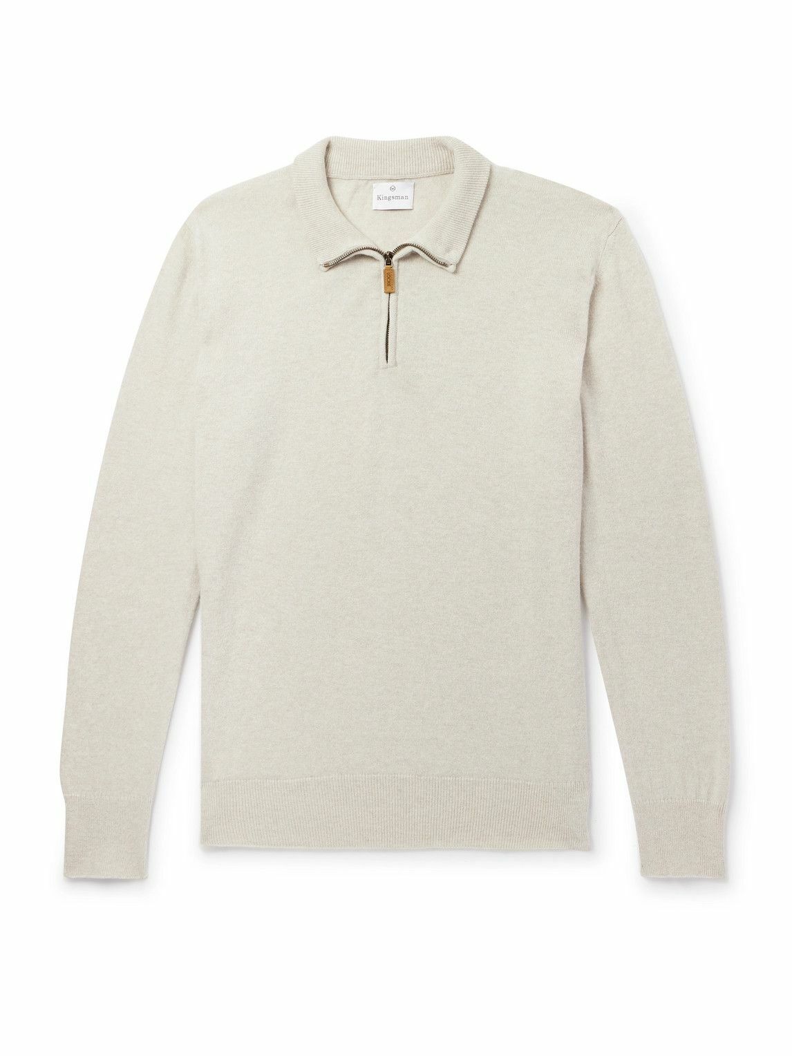 Kingsman - Merino Wool and Cashmere-Blend Half-Zip Sweater - Neutrals