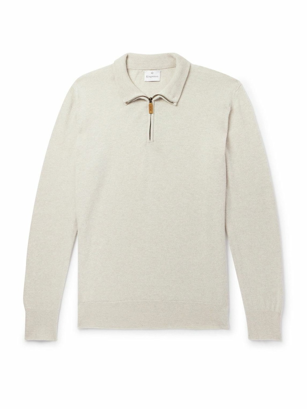 Photo: Kingsman - Merino Wool and Cashmere-Blend Half-Zip Sweater - Neutrals