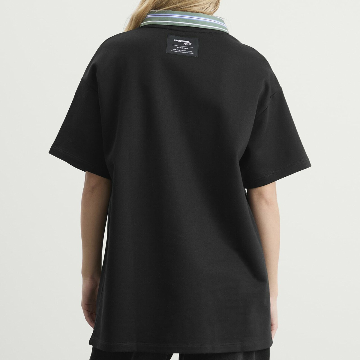 Hommegirls Women's T-Shirt Dress in Black/Green Stripe
