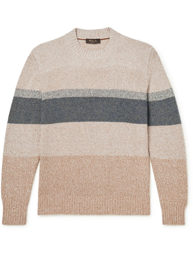 Photo: Loro Piana - Striped Silk, Camel and Cashmere-Blend Sweater - Neutrals