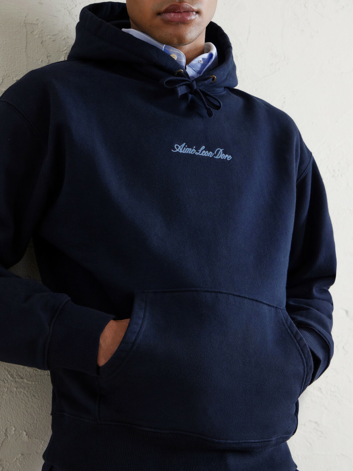Aimé Leon Dore - Logo-Embroidered Cotton-Jersey Hoodie - Blue