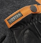 Hestra - Tricot-Panelled Leather Gloves - Men - Black