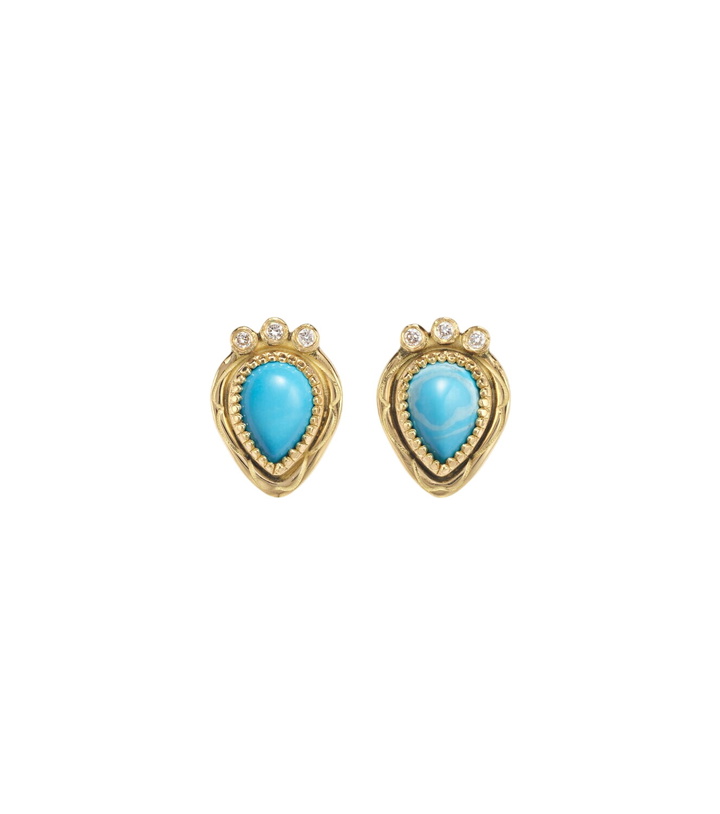 Photo: Ileana Makri Tiara 18kt gold drop earrings with diamonds and turquoise