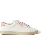 SAINT LAURENT - Andy Leather-Trimmed Logo-Print Canvas Sneakers - White