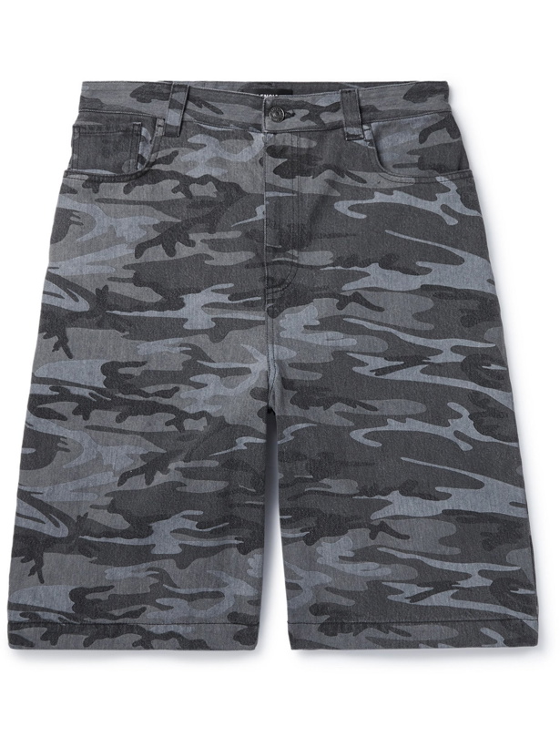 Photo: BALENCIAGA - Wide-Leg Camouflage-Print Cotton Shorts - Multi - UK/US 32