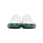 Common Projects White and Green Shiny Sole Achilles Low Sneakers