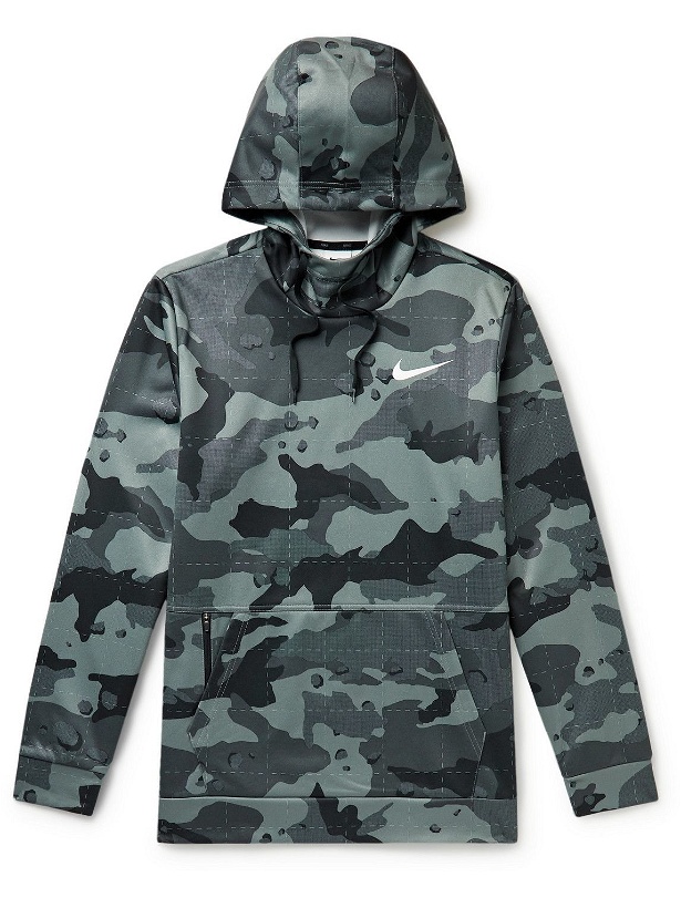 Photo: Nike Training - Camouflage-Print Therma-FIT Hoodie - Gray