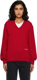 Dunst Red Soft V-Neck Sweater