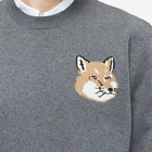 Maison Kitsuné Men's Mini Fox Head Intarsia Comfort Knit in Dark Grey Melange