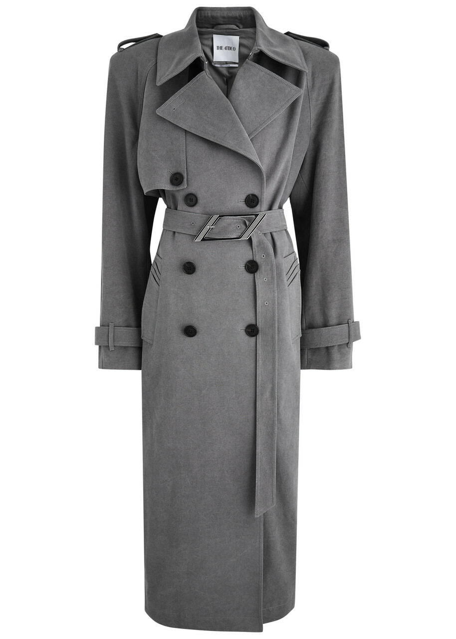 コート THE ATTICO Cotton trench coat The Attico Oversized Cotton-twill Trench Coat Grey The Attico