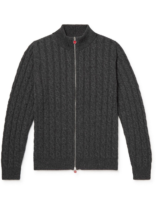 Photo: Kiton - Cable-Knit Cashmere Zip-Up Sweater - Gray