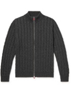 Kiton - Cable-Knit Cashmere Zip-Up Sweater - Gray