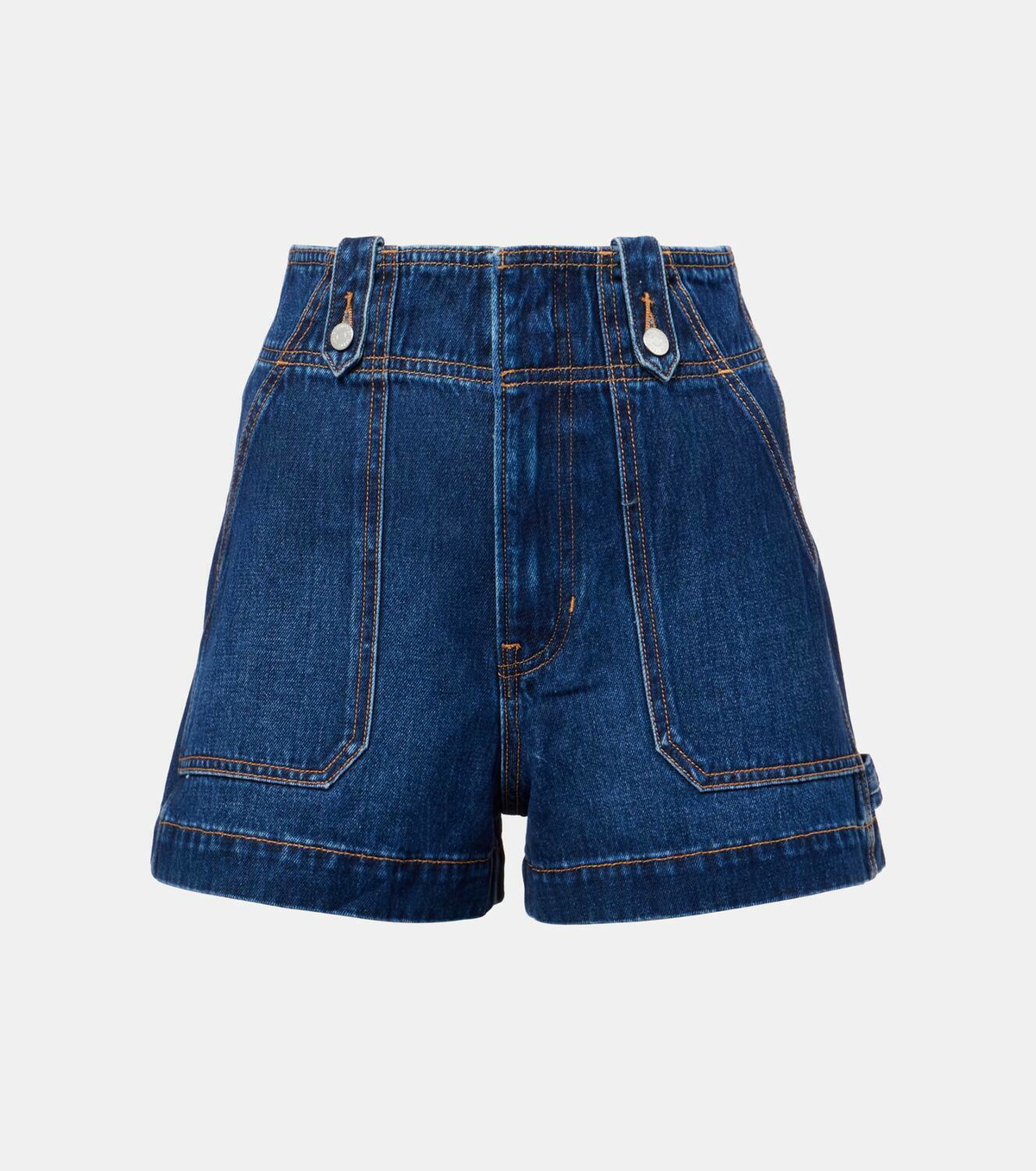 Veronica Beard Jaffee pleated high-rise denim shorts