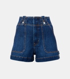 Veronica Beard Jaffee pleated high-rise denim shorts