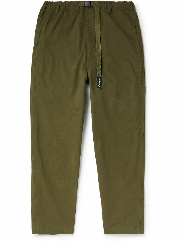 Photo: MANASTASH - Flex Climber Wide-Leg Webbing-Trimmed Cotton-Blend Canvas Cargo Trousers - Green