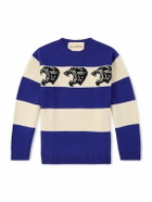 Valentino Garavani - Striped Jacquard-Knit Wool Sweater - Blue
