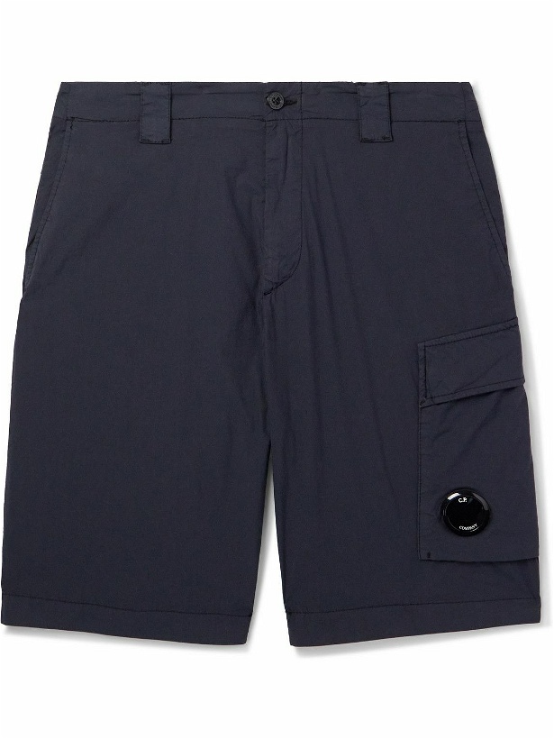 Photo: C.P. Company - Straight-Leg Logo-Appliquéd 50 Fili Cotton-Blend Cargo Shorts - Blue