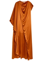 Roksanda Hiba Asymmetric Draped Silk Maxi Dress Orange