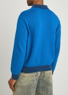 Ymc Rat Pack Knitted Cardigan Blue